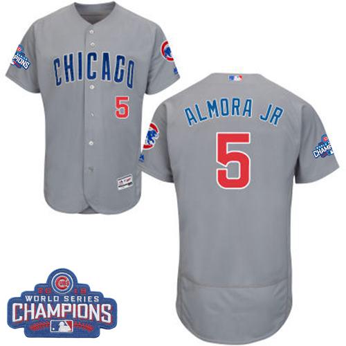 Cubs #5 Albert Almora Jr. Grey Flexbase Authentic Collection Road 2016 World Series Champions Stitched MLB Jersey - Click Image to Close